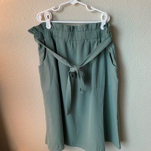 Sage paper bag waist skirt